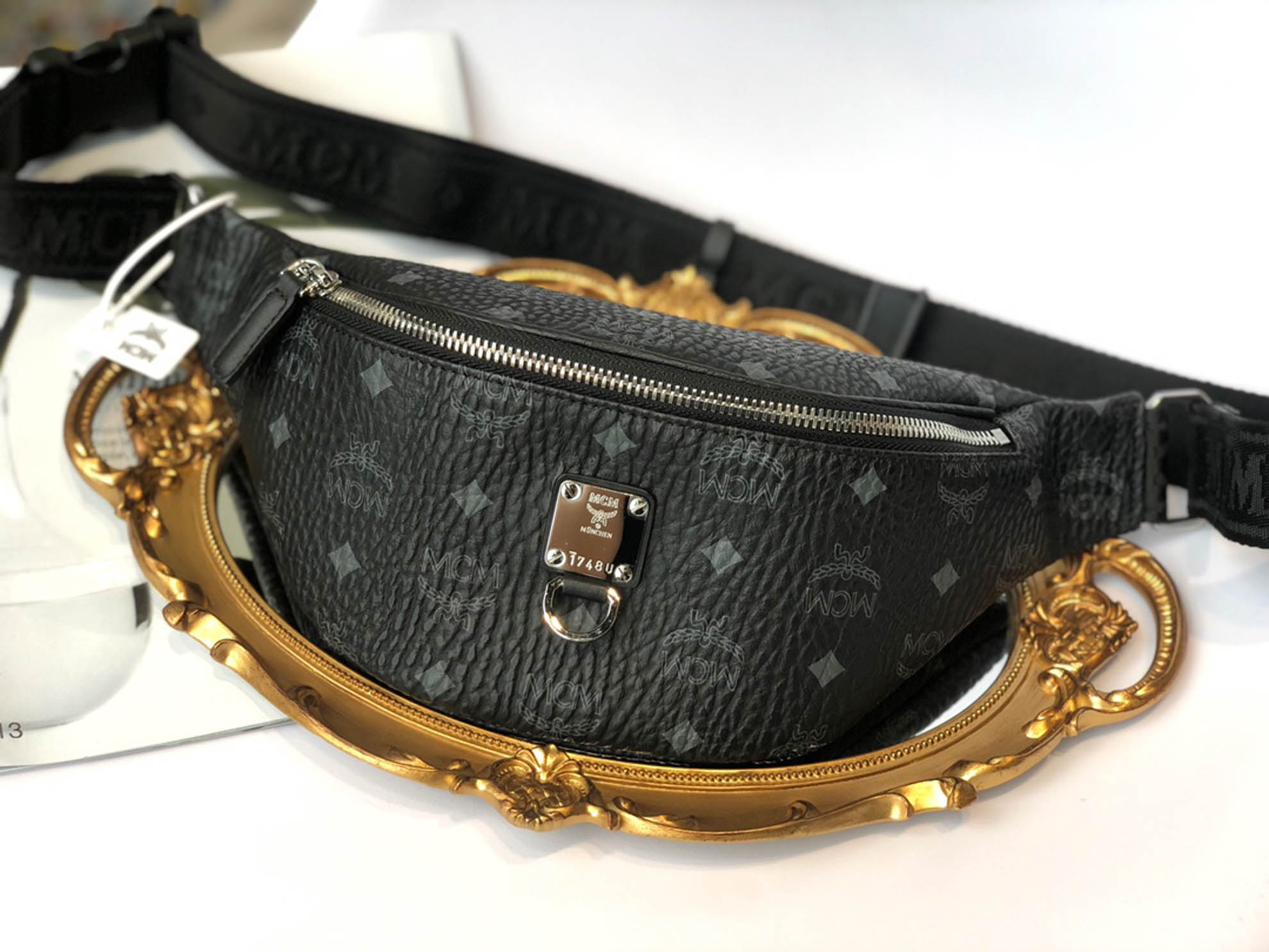 Túi MCM Medium Fursten Belt Bag In Visetos Black