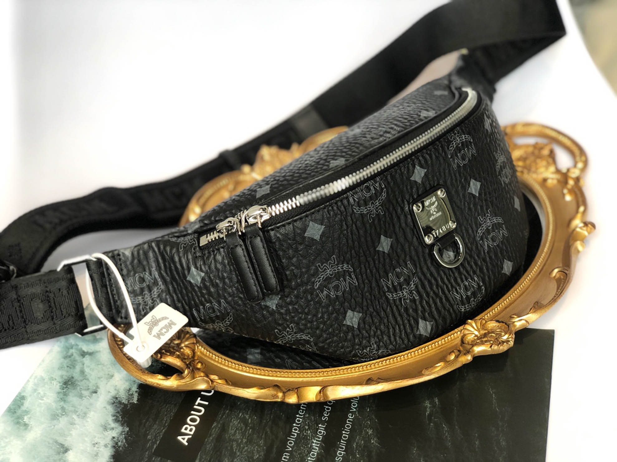 Túi MCM Medium Fursten Belt Bag In Visetos Black