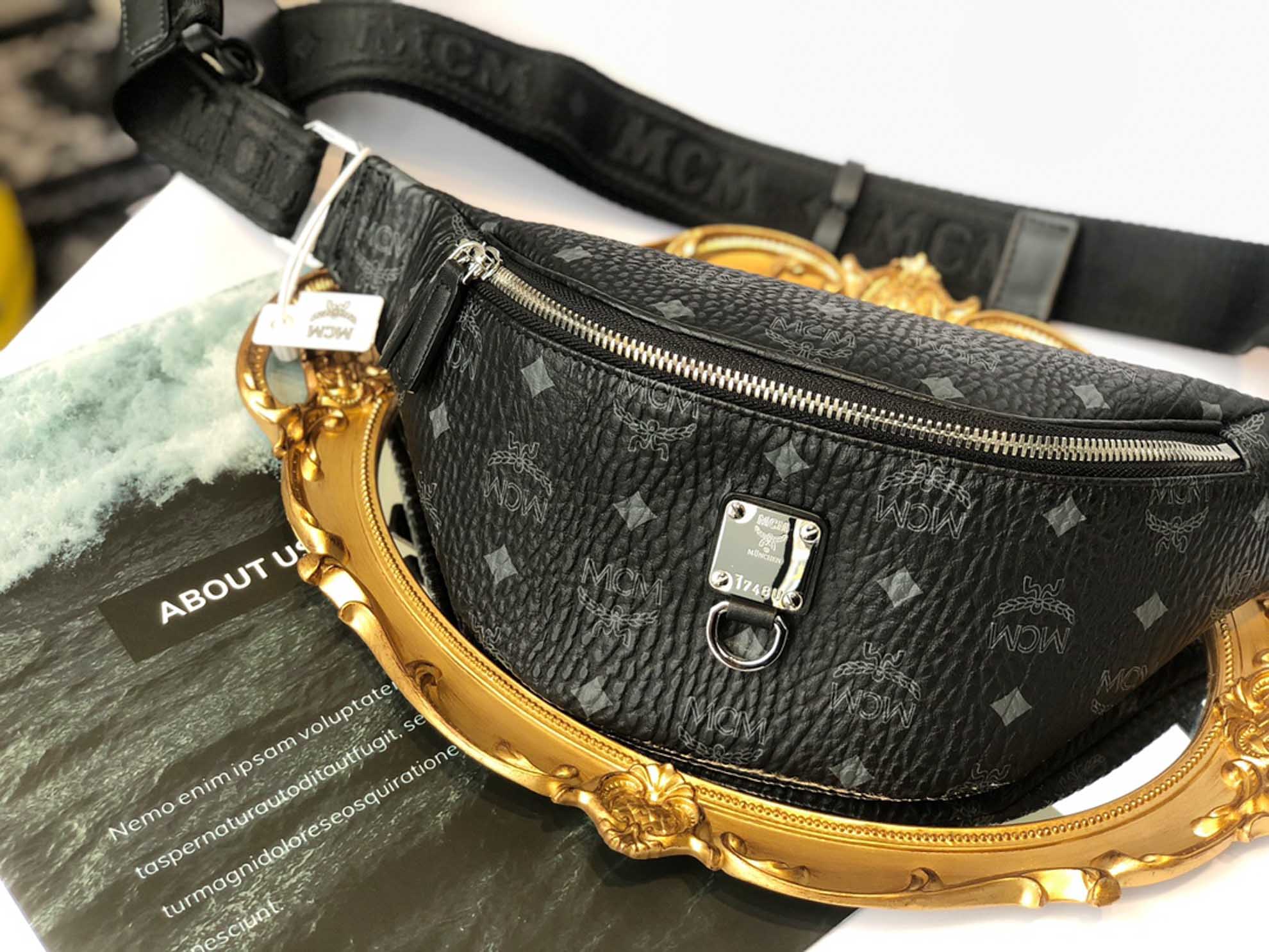 Túi MCM Medium Fursten Belt Bag In Visetos Black