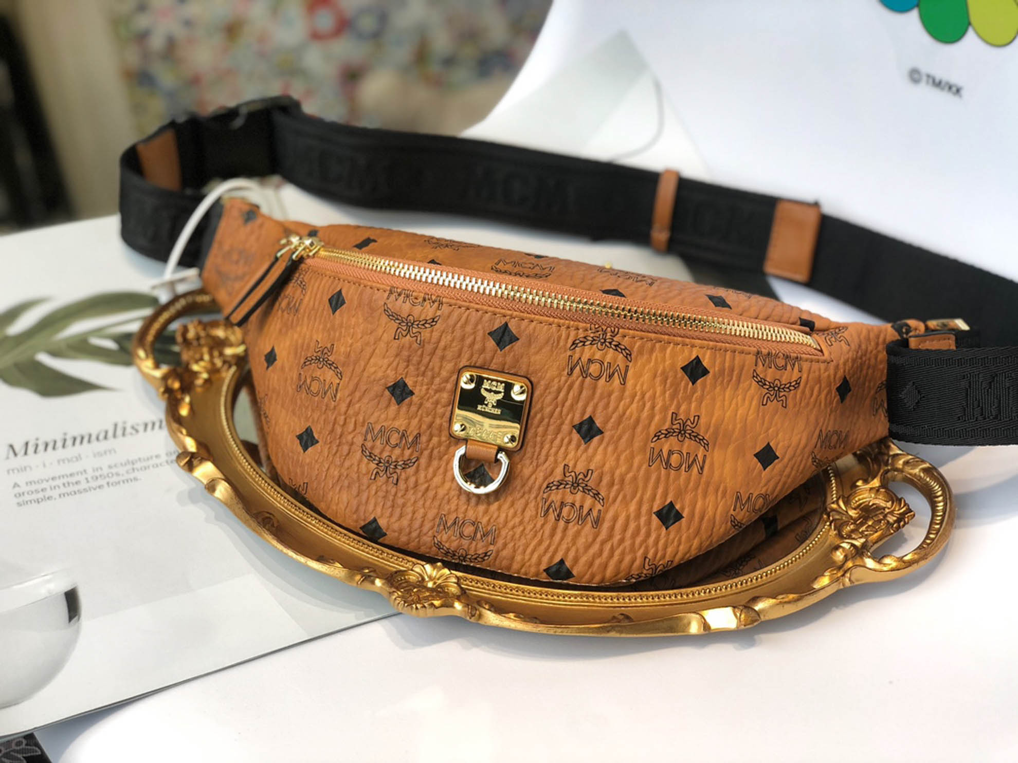 Túi MCM Medium Fursten Belt Bag In Visetos Cognac