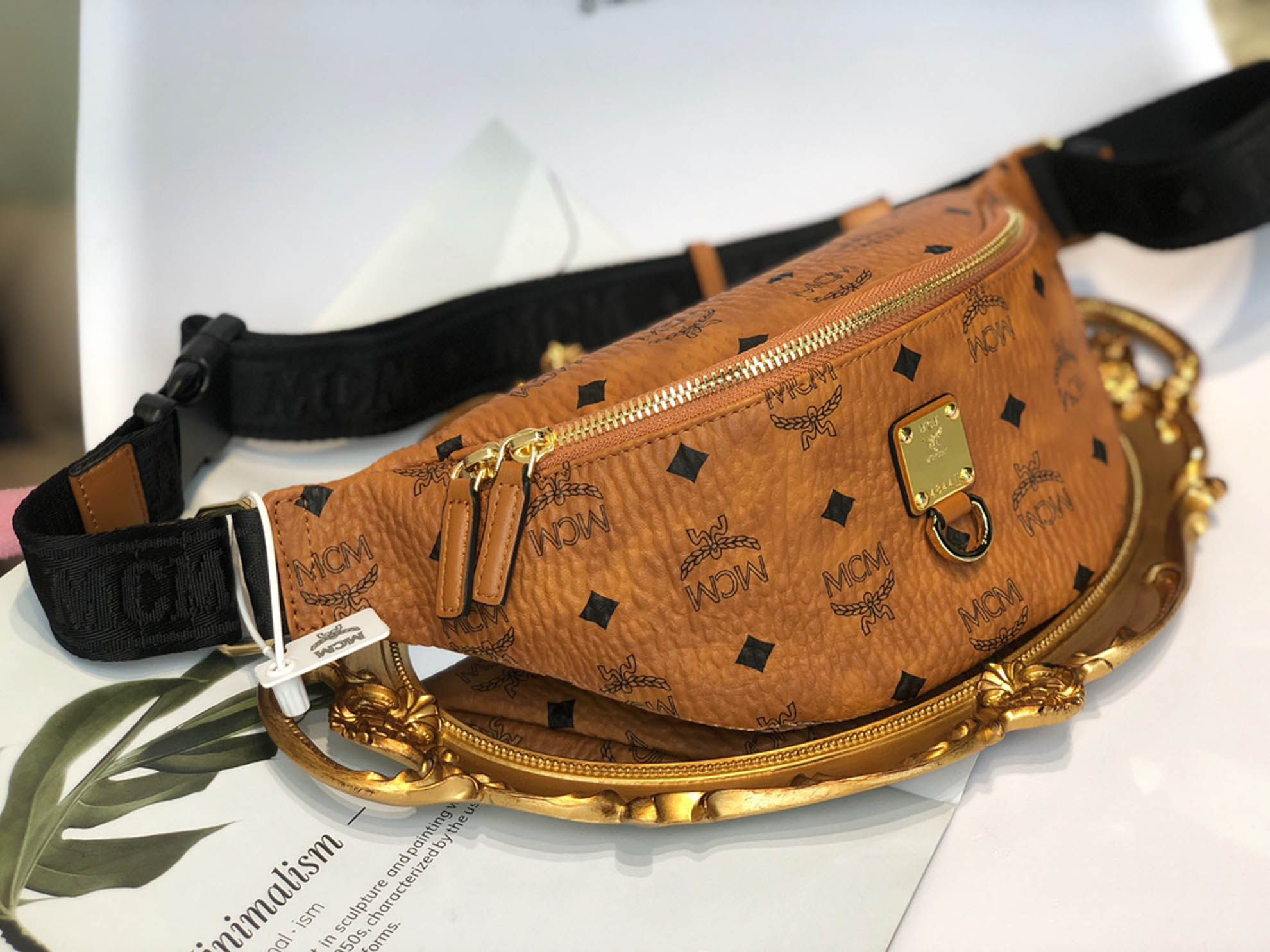 Túi MCM Medium Fursten Belt Bag In Visetos Cognac