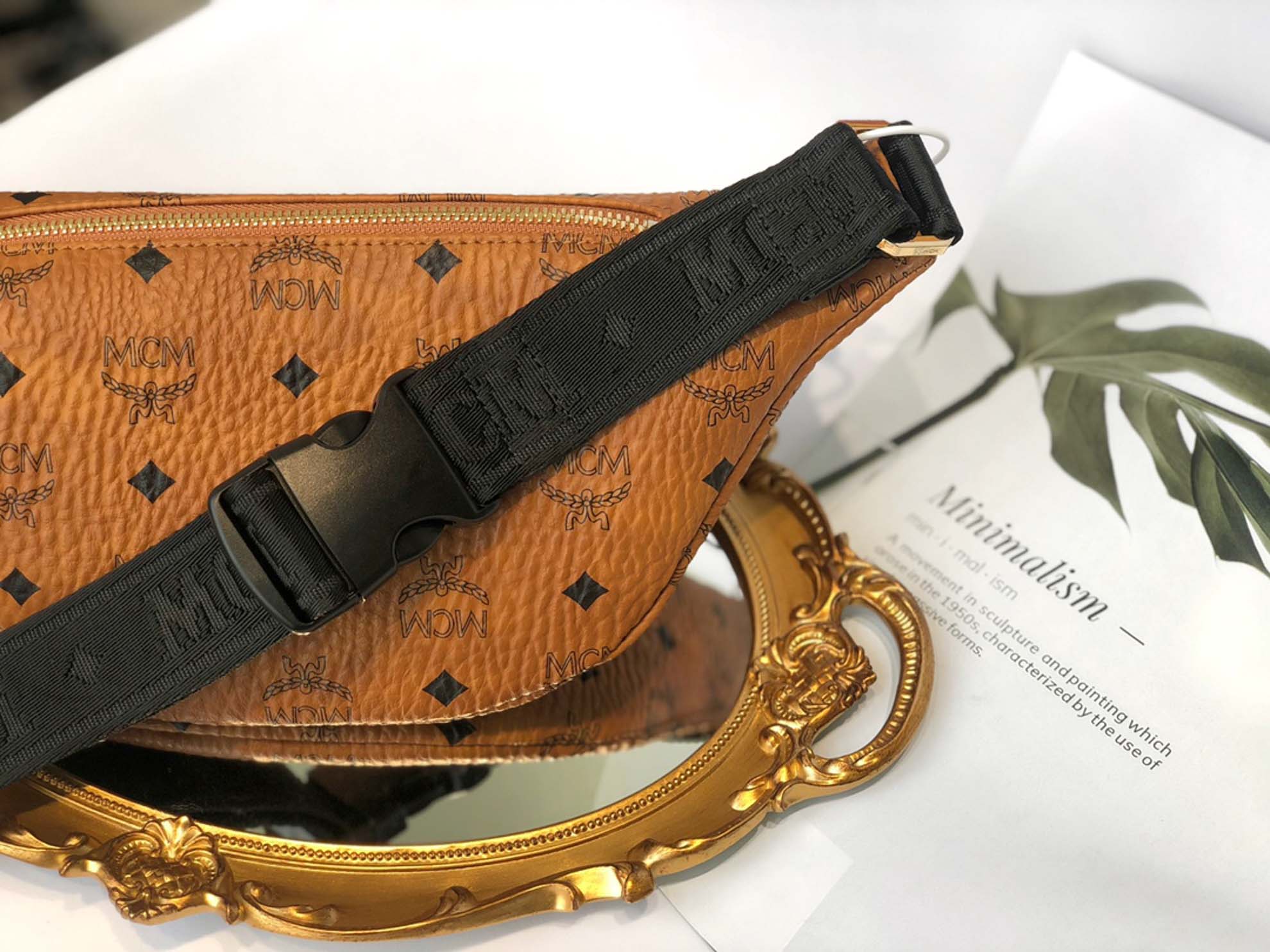 Túi MCM Medium Fursten Belt Bag In Visetos Cognac