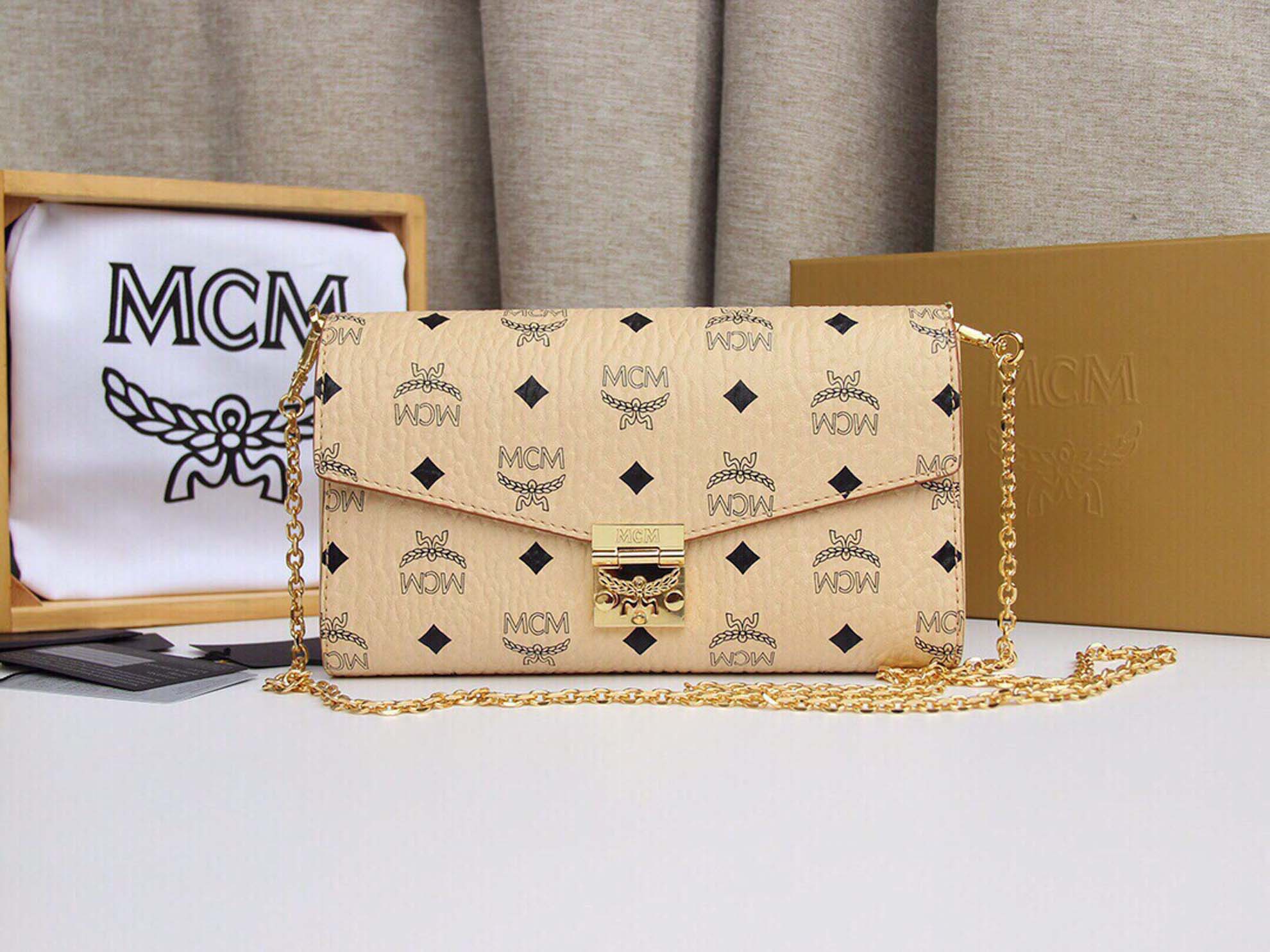 Túi MCM Millie Flap Crossbody Visetos Beige