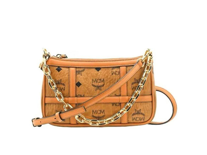 MCM Aren Shoulder Bag in Visetos Cognac