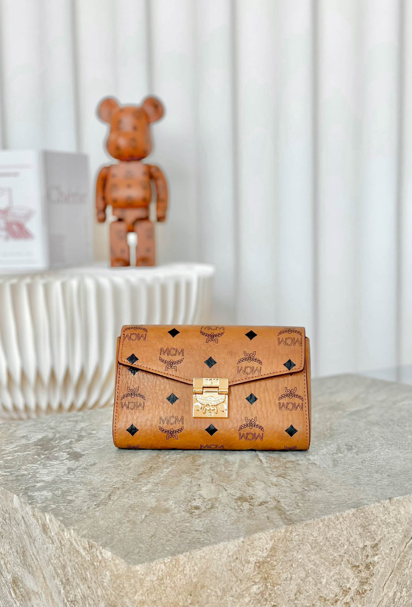 Túi MCM Small Millie Crossbody in Visetos Cognac