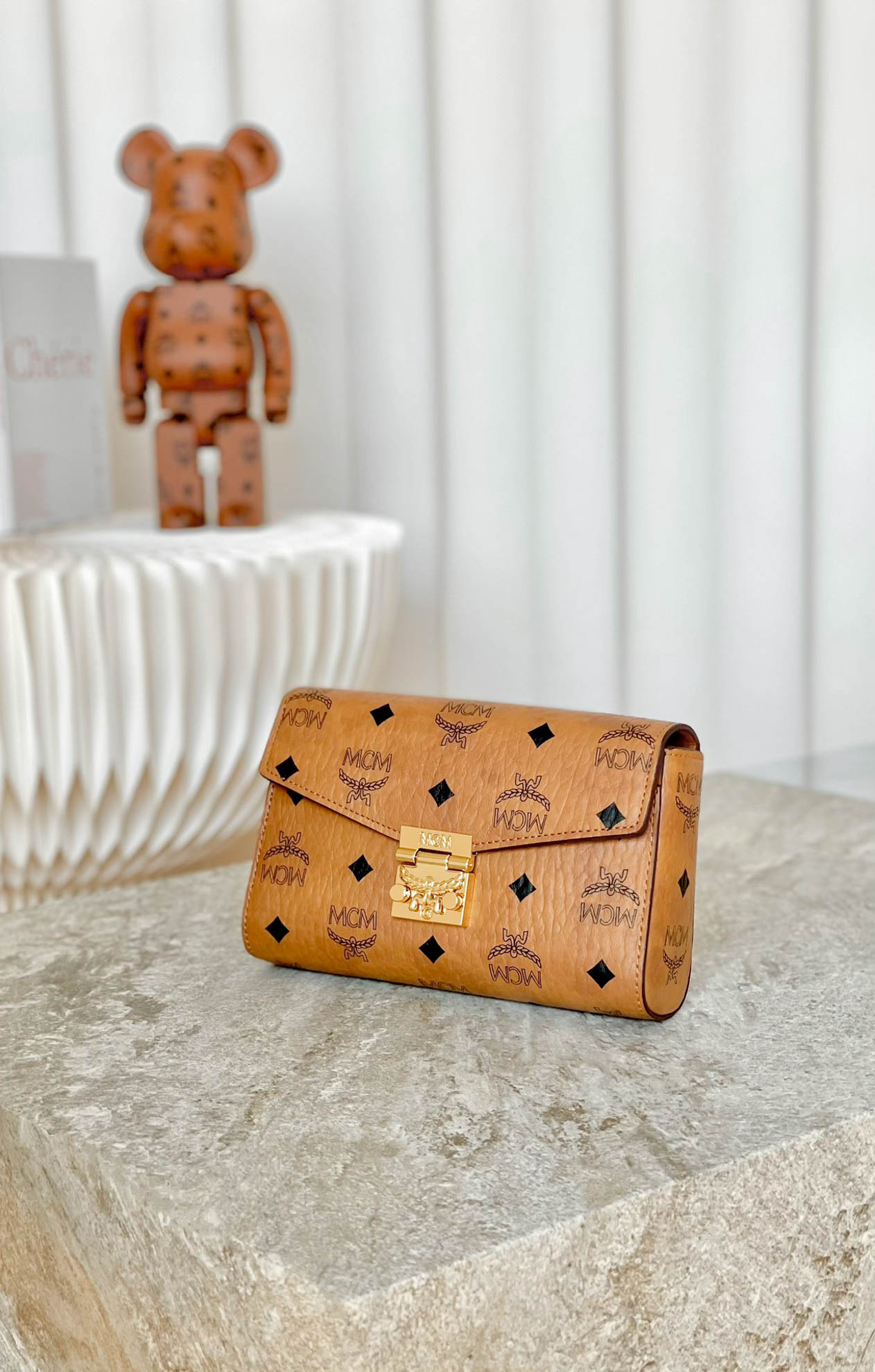 Túi MCM Small Millie Crossbody in Visetos Cognac