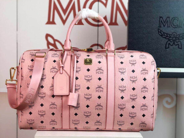 Túi MCM Traveler Weekender Bag in Visetos Pink