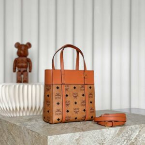 TÚI MCM Visetos Mini Aren Shopper Tote Cognac