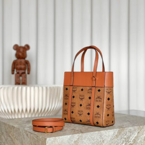 TÚI MCM Visetos Mini Aren Shopper Tote Cognac