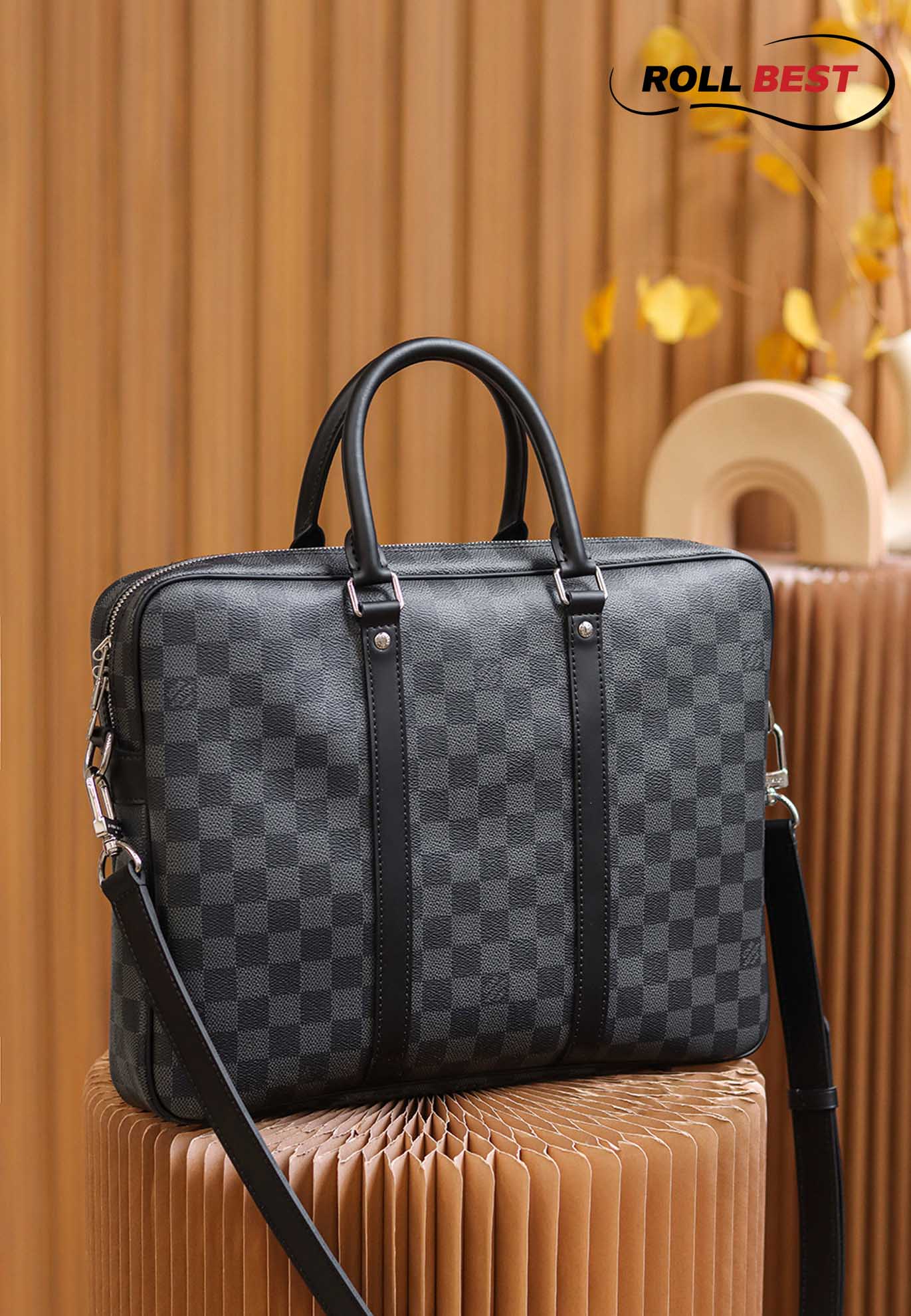 Túi Nam Louis Vuitton Porte Documents Voyage Pm Briefcase 'Black' 