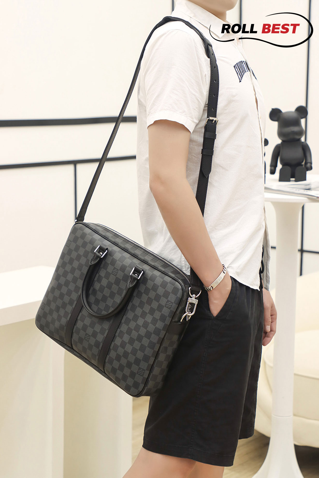 Túi Nam Louis Vuitton Porte Documents Voyage Pm Briefcase 'Black' 