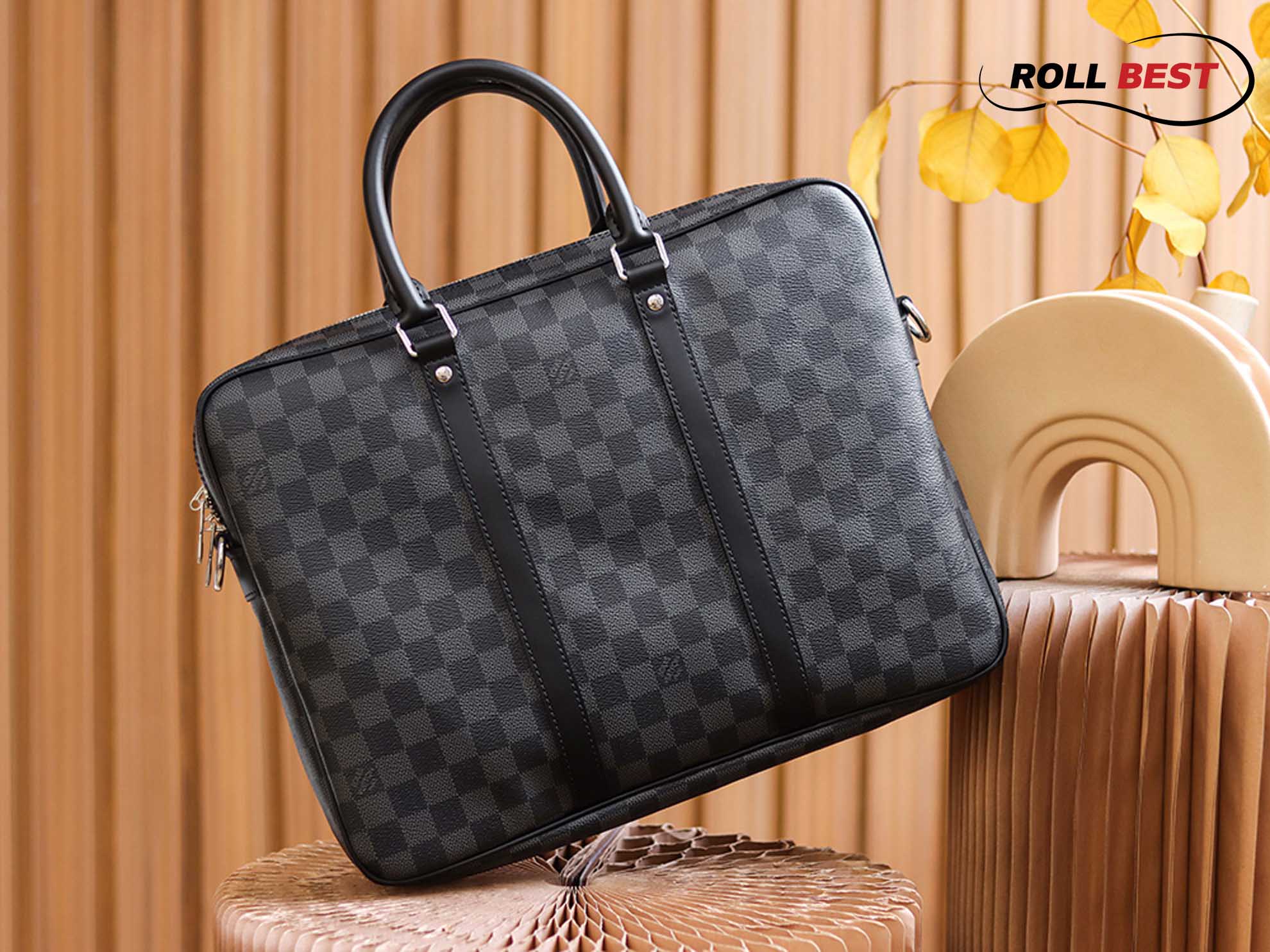 Túi Nam Louis Vuitton Porte Documents Voyage Pm Briefcase 'Black' 