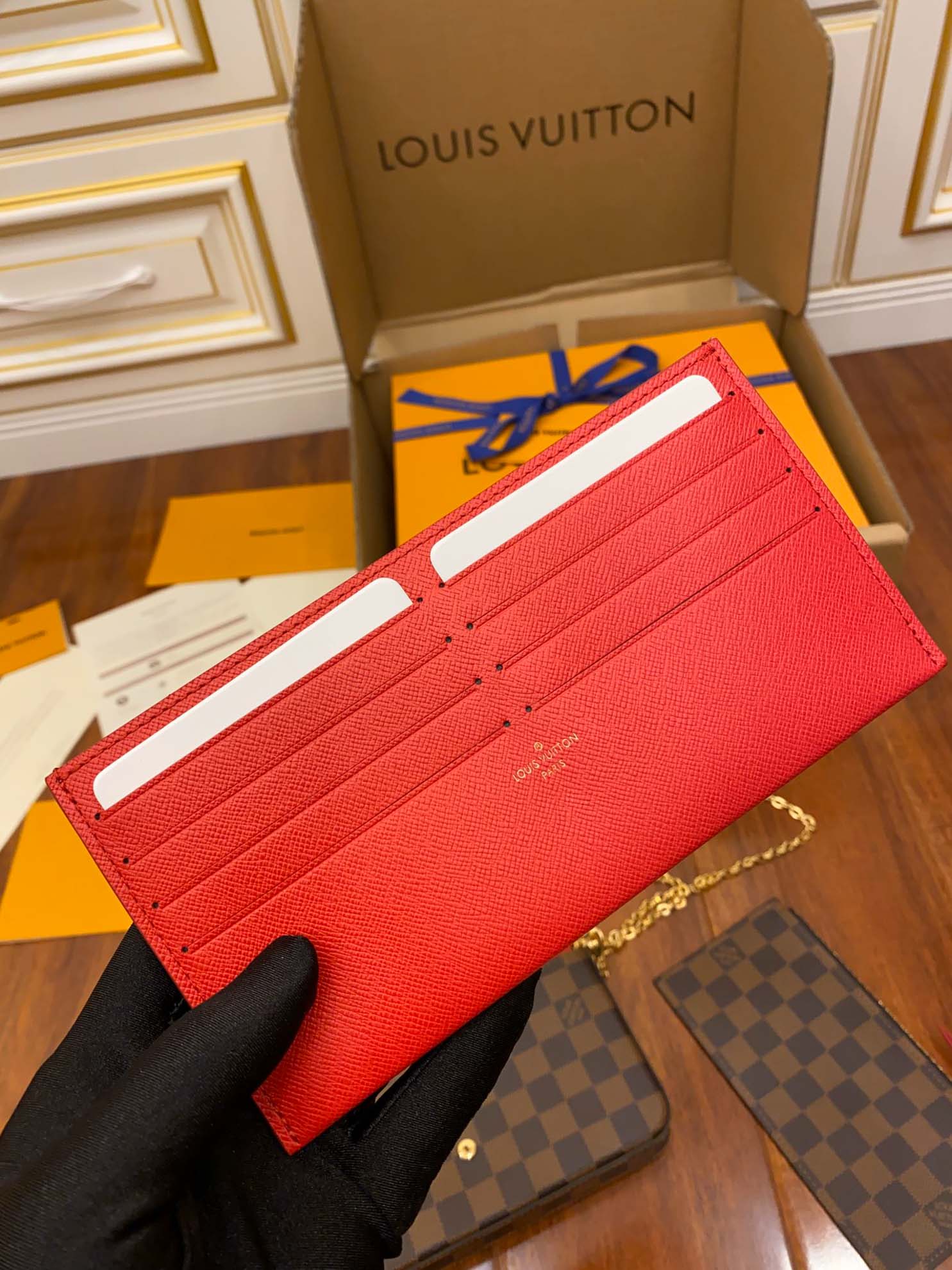 Túi Nữ Louis Vuitton Pochette Felicie Damier Ebene Cerise Red