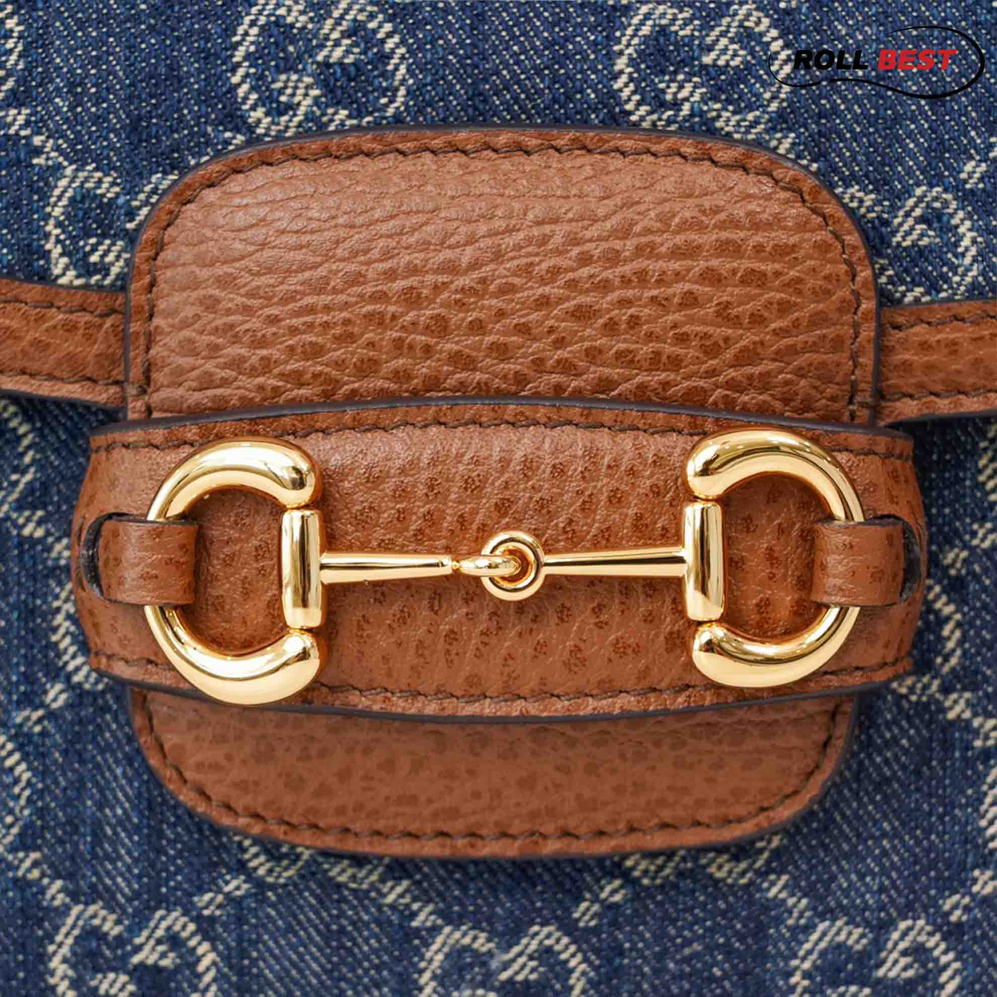 Túi Xách Gucci 1955 Horsebit Bag Mini Blue Họa Tiết