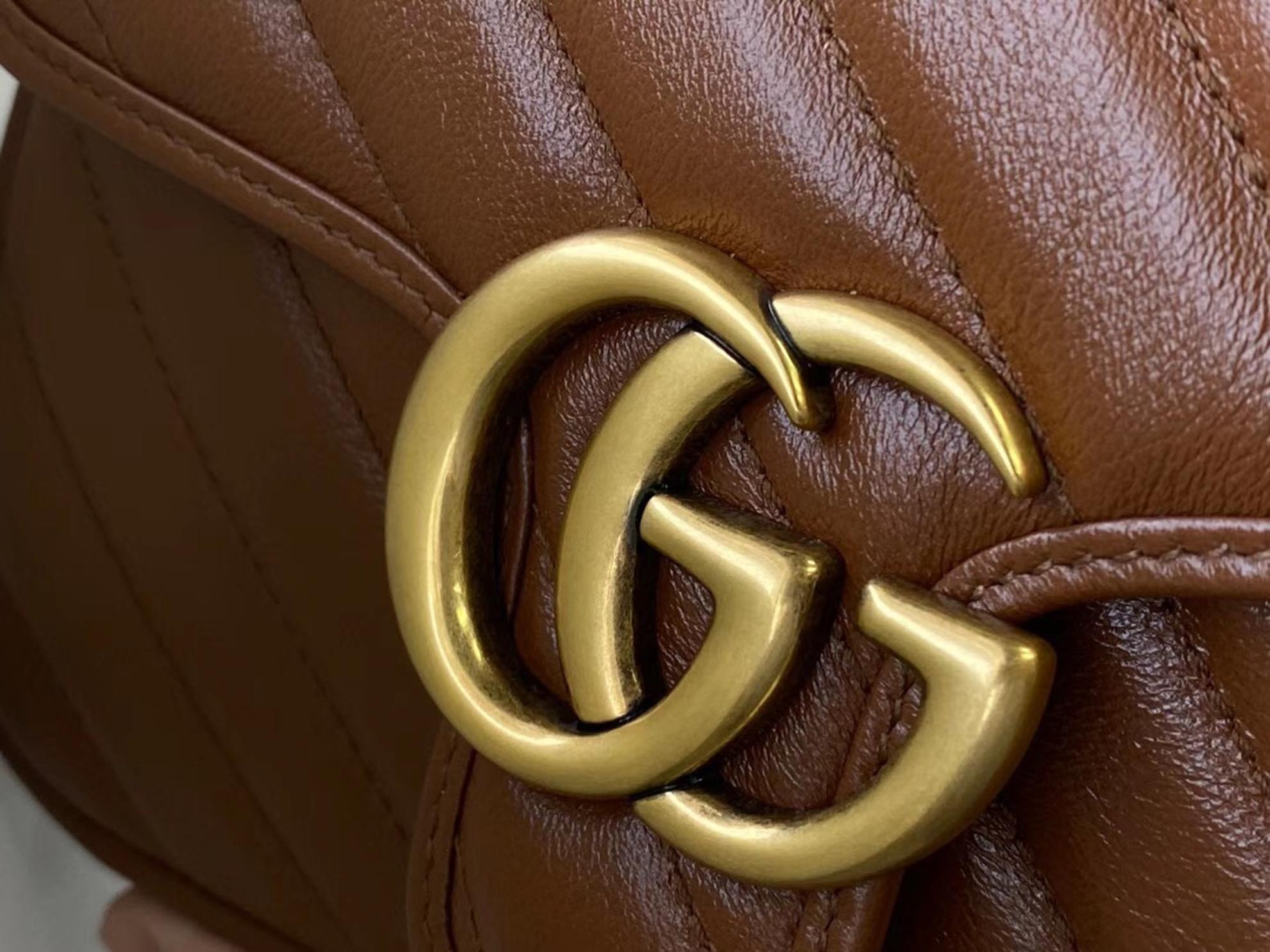 Túi Xách Gucci GG Marmont Mini Matelassé Shoulder Bag Màu Nâu