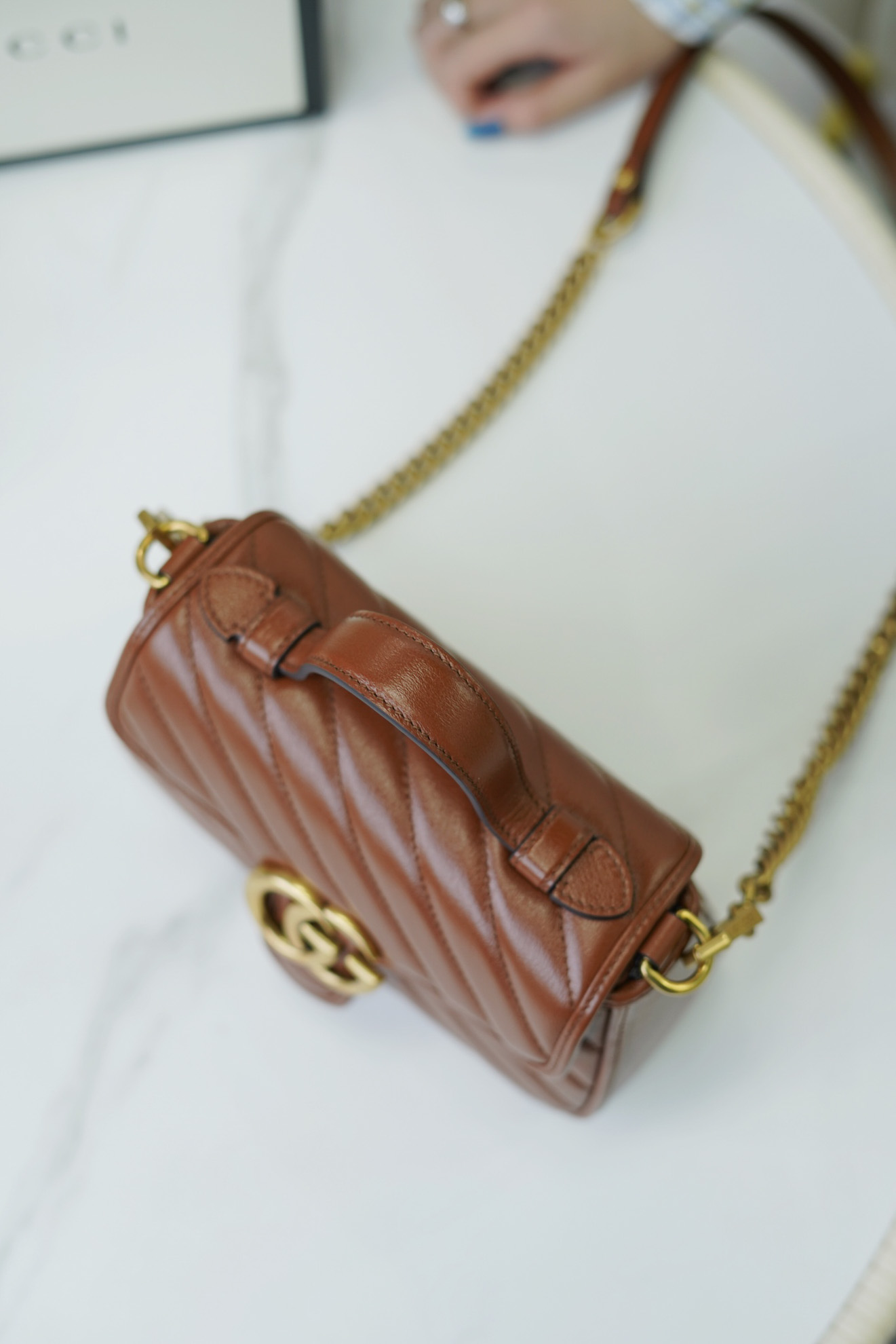 Túi Xách Gucci GG Marmont Mini Matelassé Shoulder Bag Màu Nâu