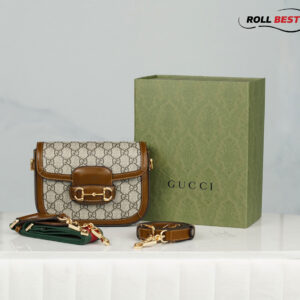 Túi Gucci Horsebit 1955 Mini Bag Nâu GG Canvas