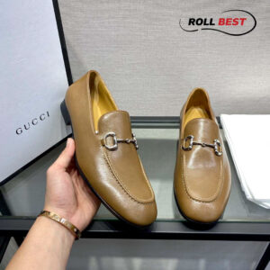 Giày Gucci Tan Leather Horsebit Loafers Brown