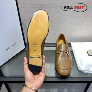 Giày Gucci Tan Leather Horsebit Loafers Brown