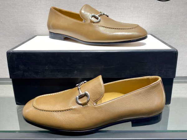 Giày Gucci Tan Leather Horsebit Loafers Brown