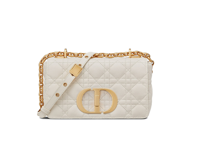 Túi Dior Caro Bag Stone White Supple Cannage Calfskin Women Mini