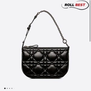 Dior Black Cannage Leather Tulip Chain Bag