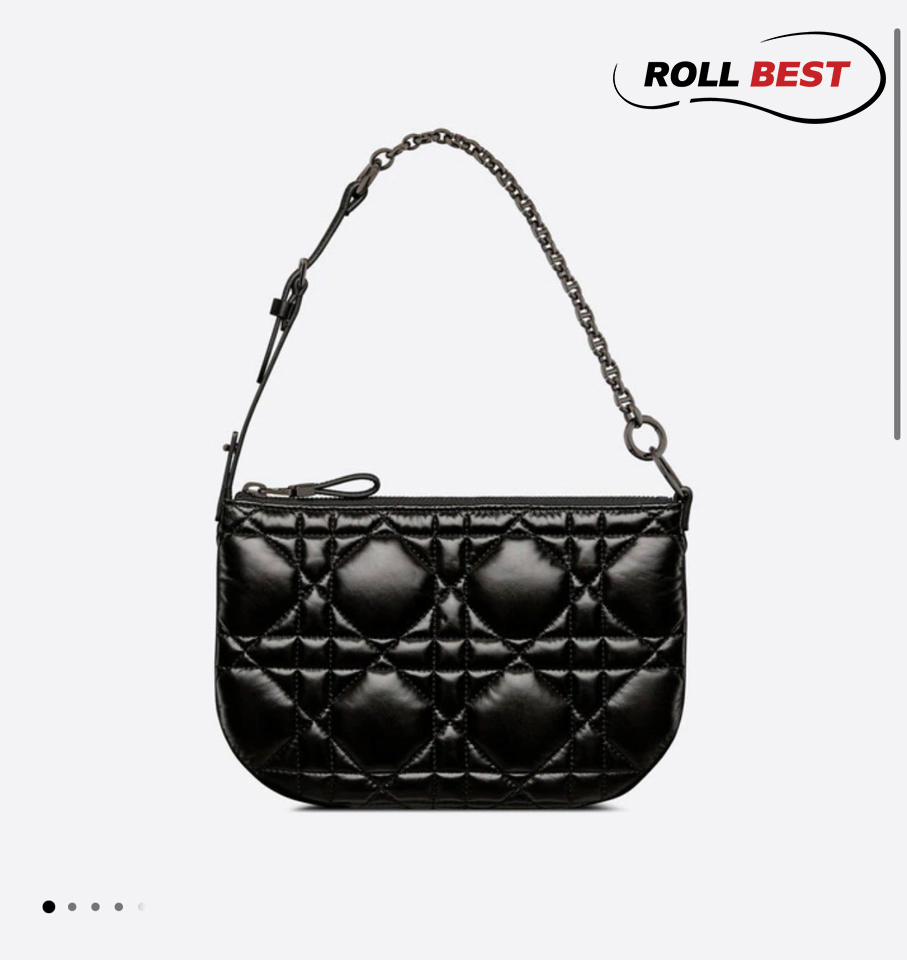 Dior Black Cannage Leather Tulip Chain Bag