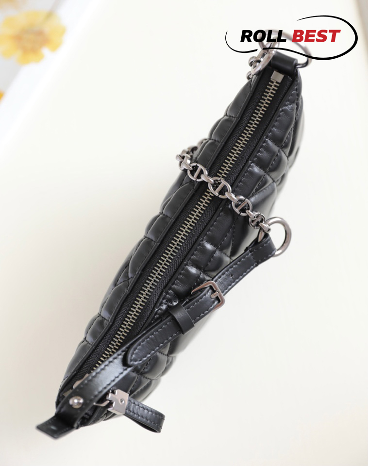 Dior Black Cannage Leather Tulip Chain Bag