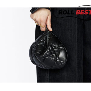 Dior Black Cannage Leather Tulip Chain Bag