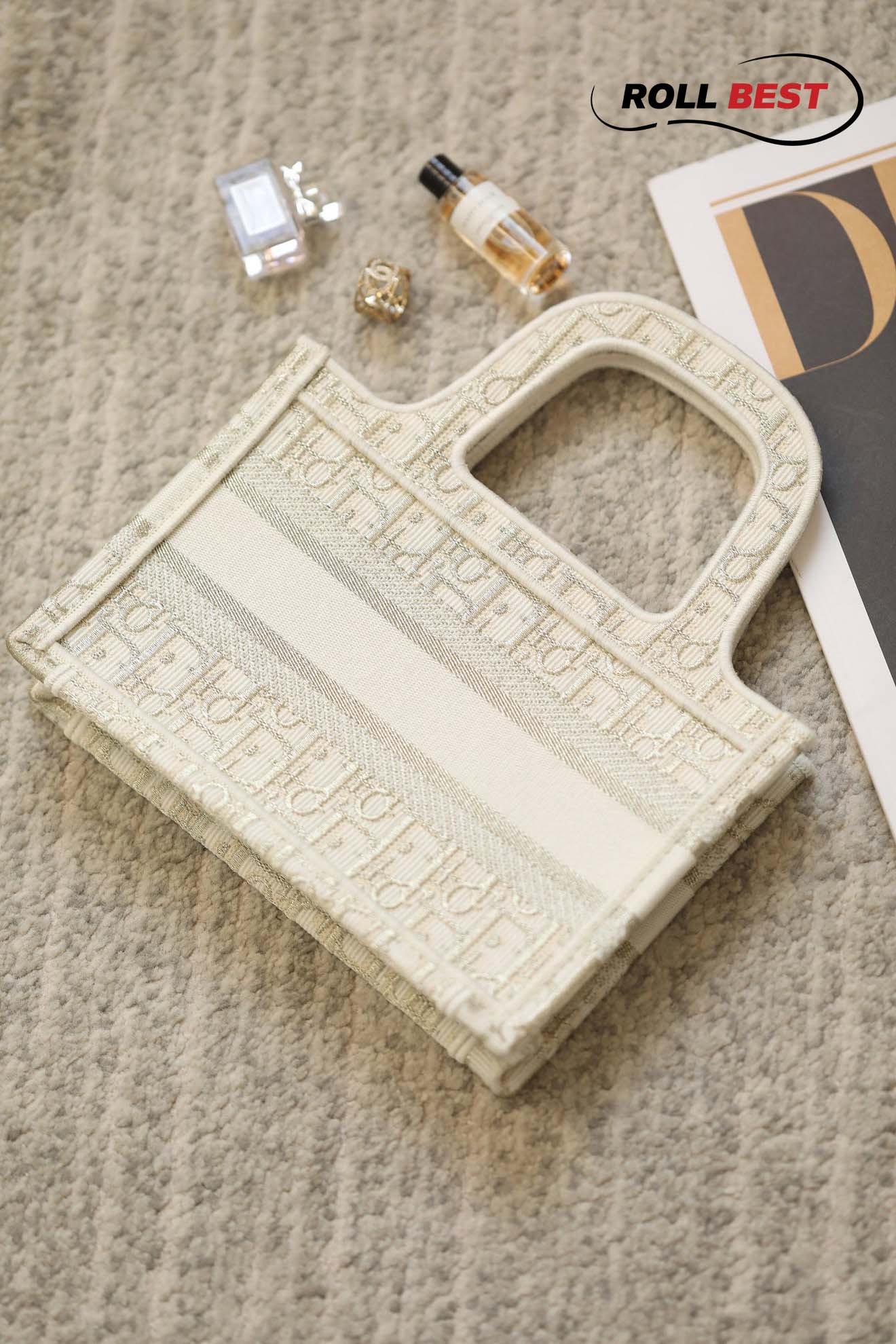 Dior Book Tote Gold Oblique Mini