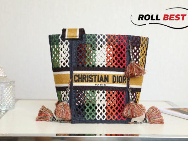 Dior D-Bubble Bucket Bag Multicolor Mesh Embroidery