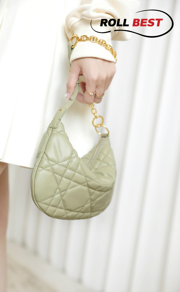 Dior Green Cannage Leather Tulip Chain Bag