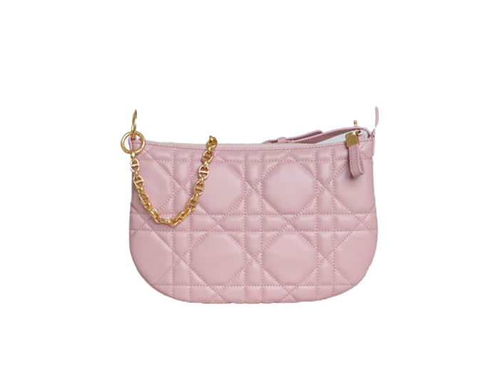 Dior Pink Cannage Leather Tulip Chain Bag