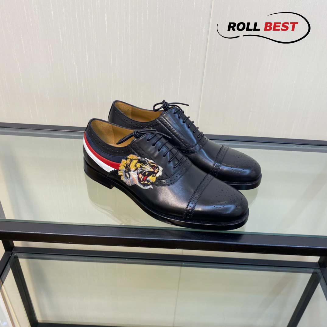 Giày Gucci Black Tiger Appeal Brogues