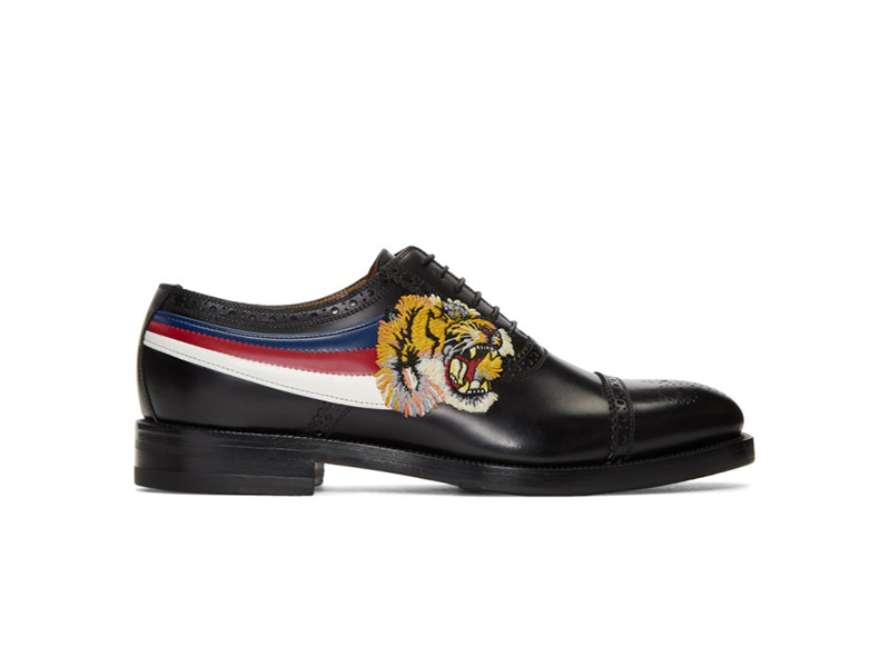 Giày Gucci Black Tiger Appeal Brogues