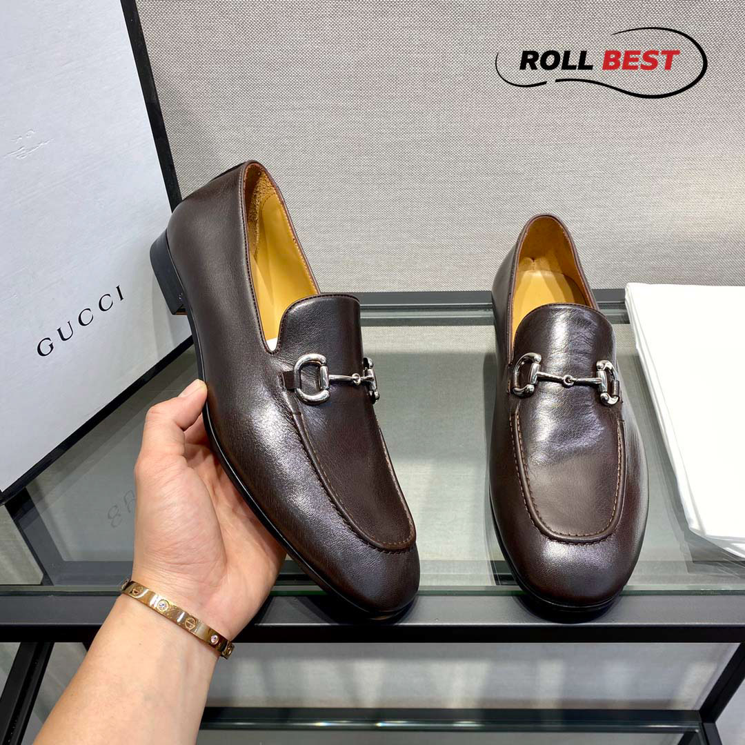 Giày Gucci Horsebit Jordaan Loafers Brown