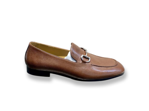 Giày Gucci Horsebit Leather Loafers Brown Da Nhăn Khóa Bạc Ngang