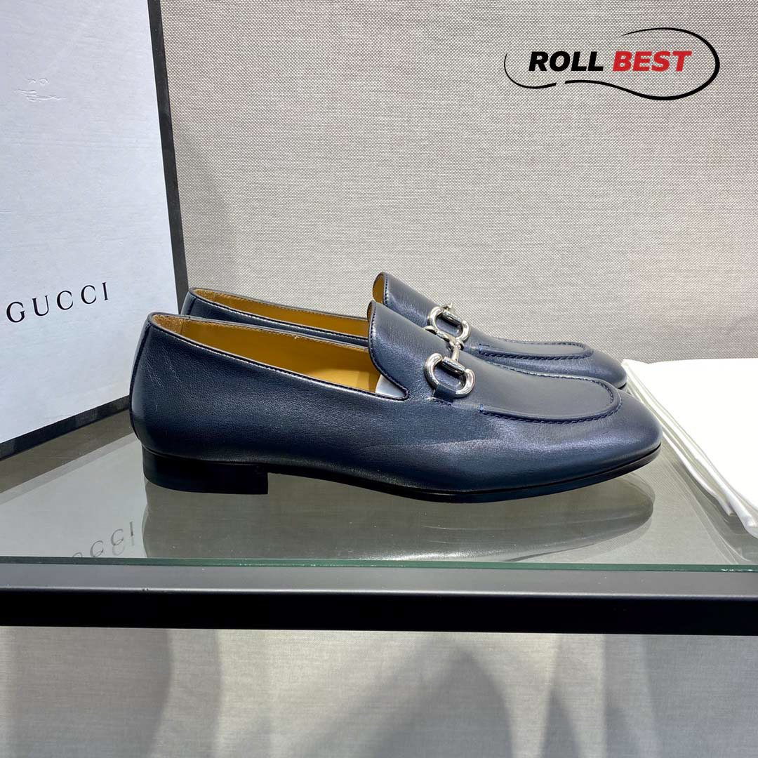 Giày Gucci Jordaan Navy Leather Loafers