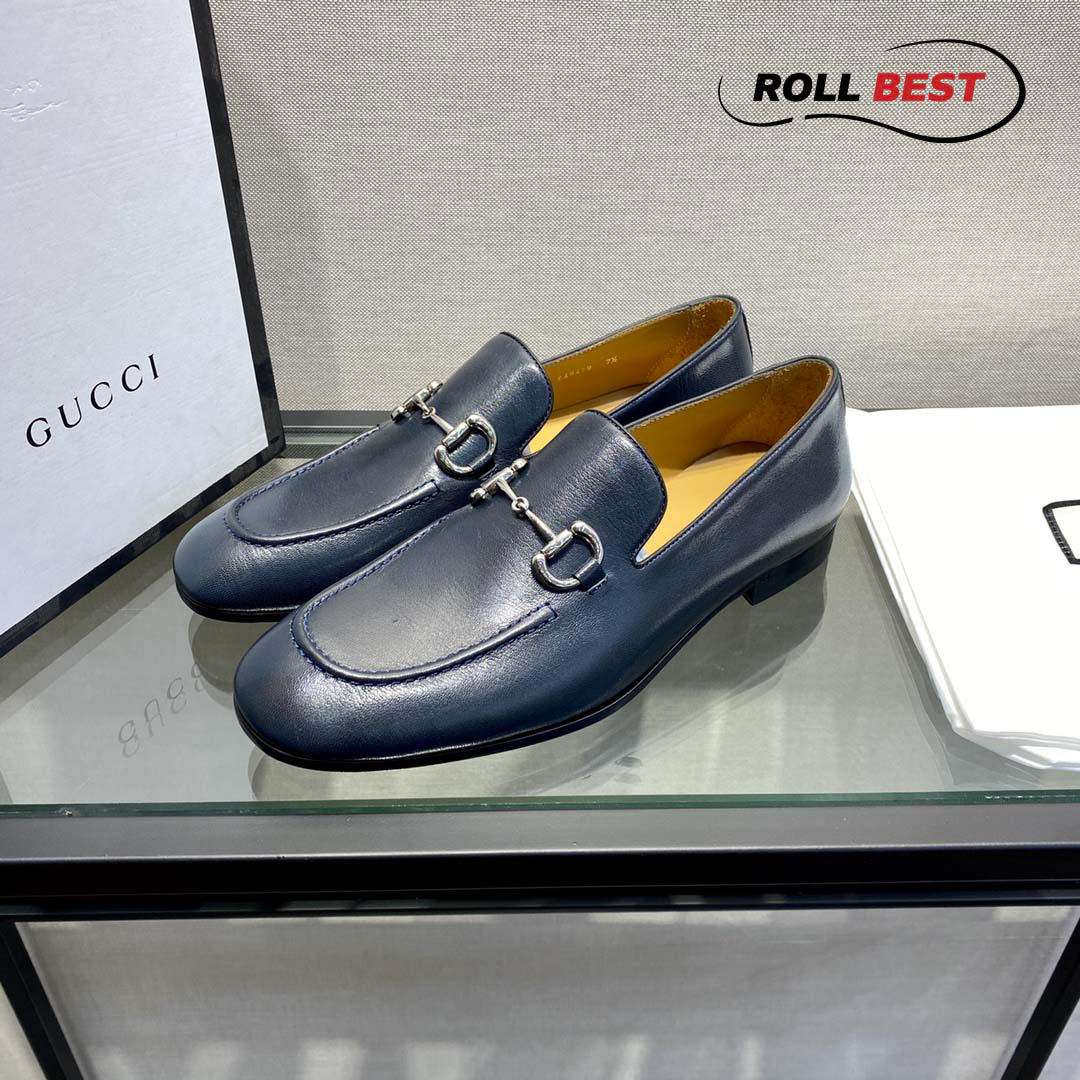 Giày Gucci Jordaan Navy Leather Loafers