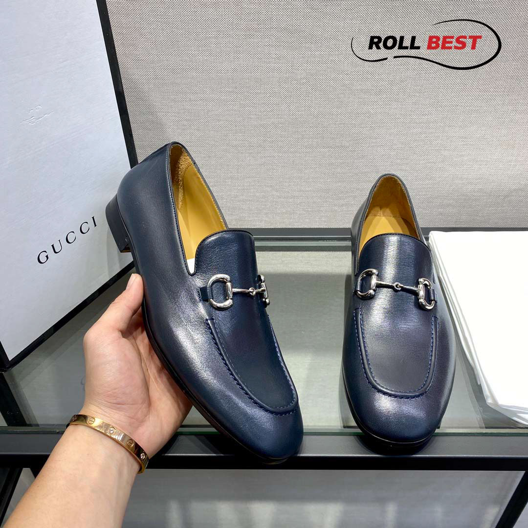 Giày Gucci Jordaan Navy Leather Loafers