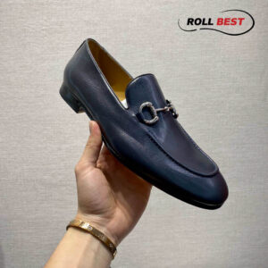 Giày Gucci Jordaan Navy Leather Loafers