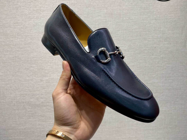 Giày Gucci Jordaan Navy Leather Loafers