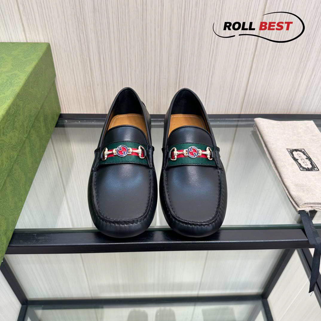 Giày Gucci Stripe Casual Leather Loafer 'Black'