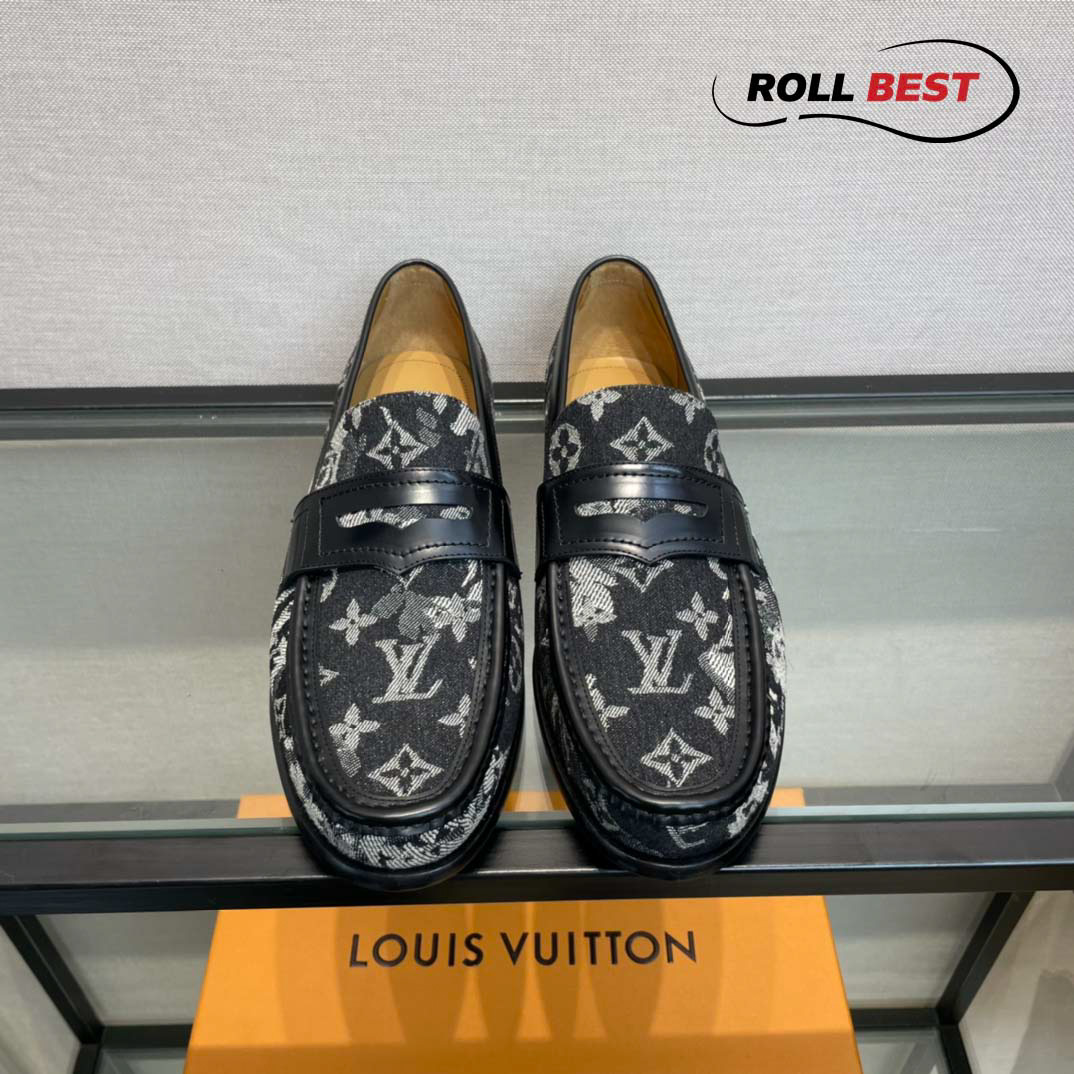 Giày Louis Vuitton Loafer Monogram Đế Cao Da Bò Đen