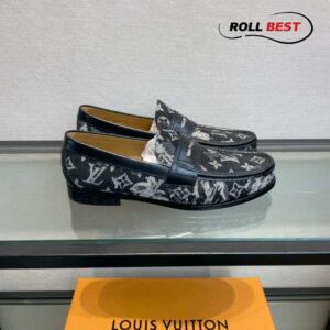 Giày Louis Vuitton Loafer Monogram Đế Cao Da Bò Đen