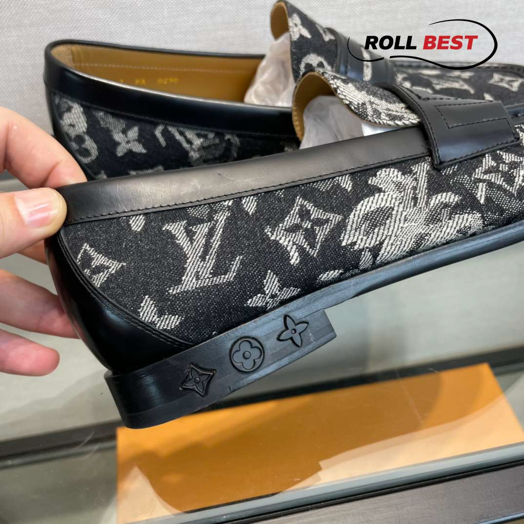 Giày Louis Vuitton Loafer Monogram Đế Cao Da Bò Đen