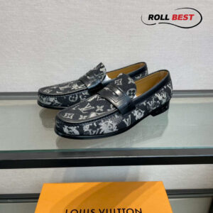 Giày Louis Vuitton Loafer Monogram Đế Cao Da Bò Đen