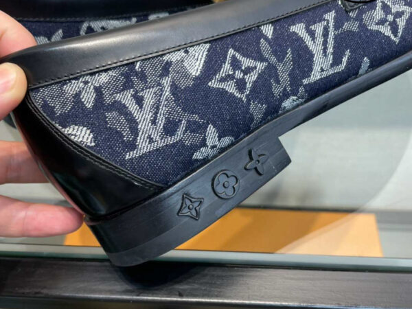 Giày Louis Vuitton Loafer Monogram Đế Cao Da Bò Xanh Than