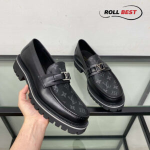 Giầy Louis Vuitton Loafers Major Black Họa Tiết Hoa