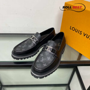 Giầy Louis Vuitton Loafers Major Black Họa Tiết Hoa